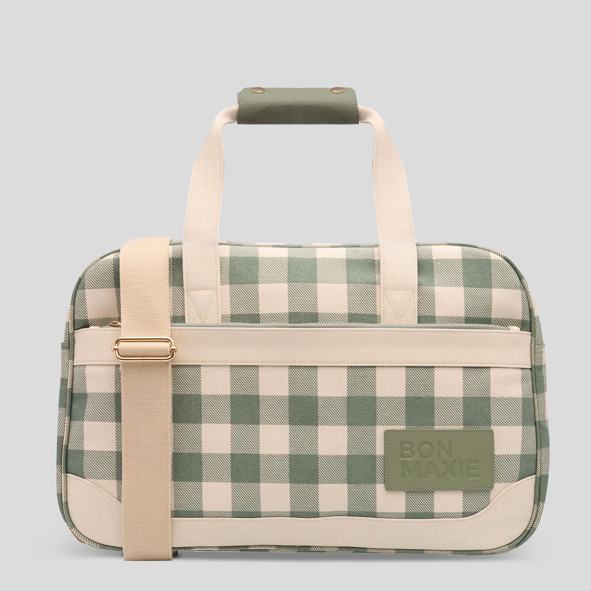 Bon Voyage Weekender Bag -- Sage Gingham