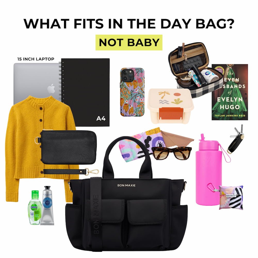 Multi - Pocket Nappy Bag - Black Nylon Bags BLACK / GOLD