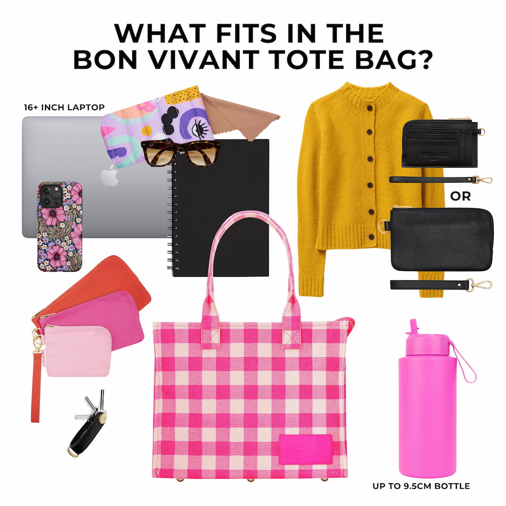 Bon Vivant Tote Bag - Neon Pink Gingham