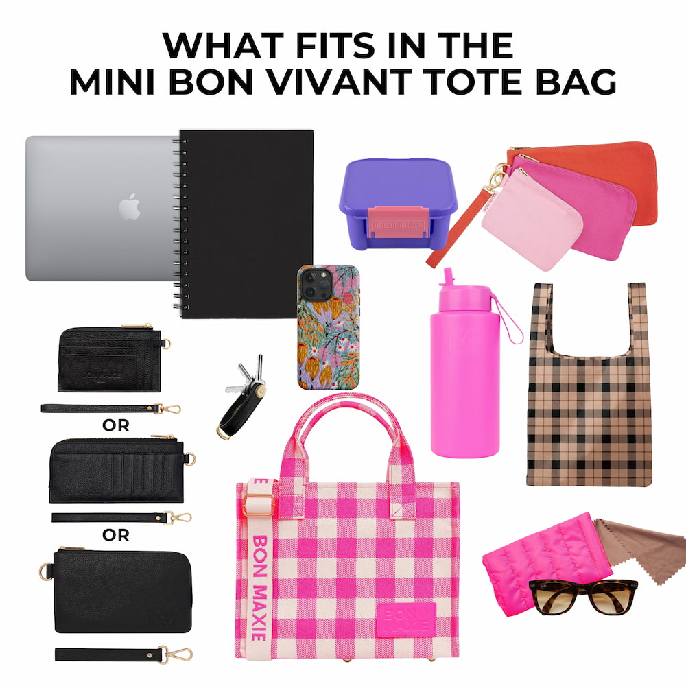 Mini Bon Vivant Tote Bag - Neon Pink Gingham