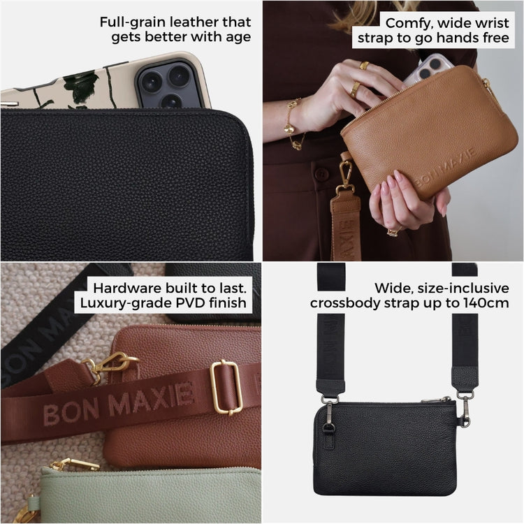 Bon Maxie Crossbody Phone Wallet showing feature highlights