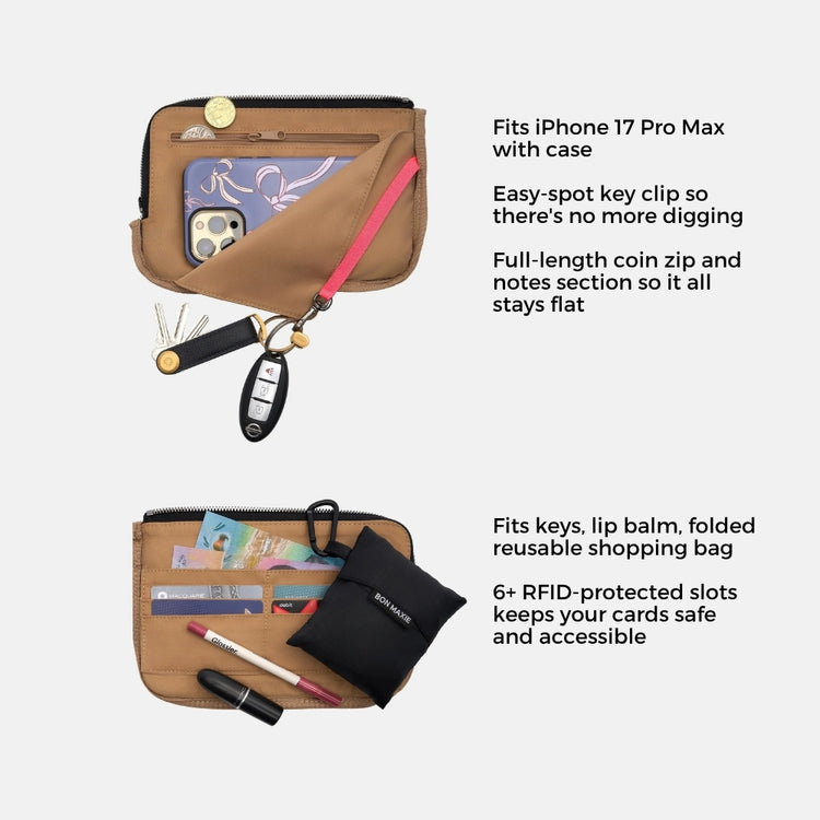Bon Maxie Crossbody Phone Wallet showing interior pockets and lining detail