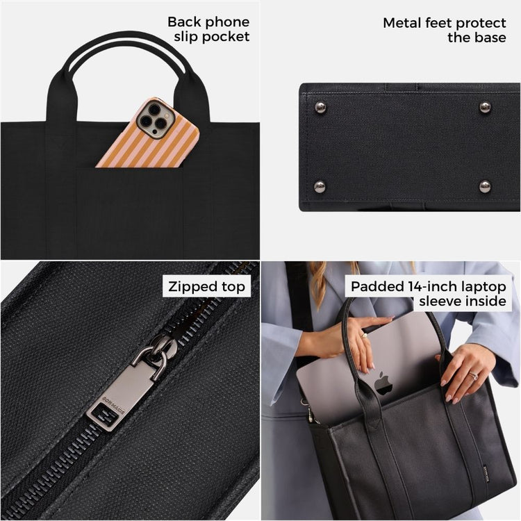 Bon Maxie Medium Structured Tote in black, feature highlights