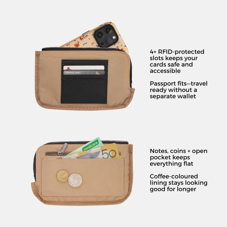 Bon Maxie Phone Wallet showing interior pockets and lining detail