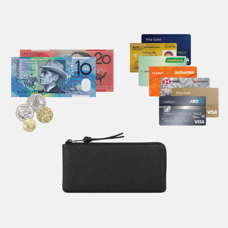 Bon Maxie Slimline Wallet showing what fits inside