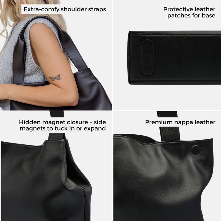 Bon Maxie Slouchy Tote in black, feature highlights