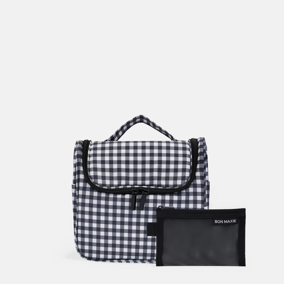 Hanging Travel Toiletry Bag Set - Black Gingham