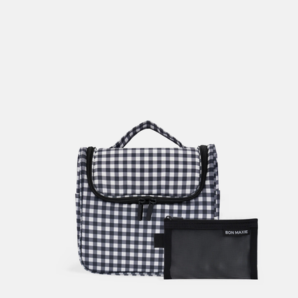 Hanging Travel Toiletry Bag Set - Black Gingham