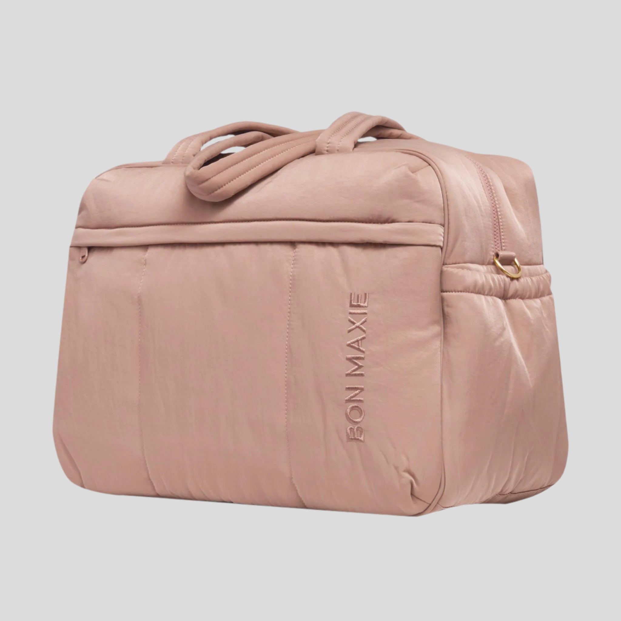 Large Weekender Nylon Duffel Bag -- Milk Tea