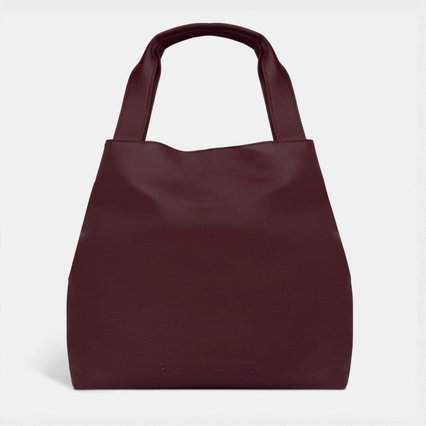Slouchy Hobo Tote Bag in smooth nappa leather - Burgundy