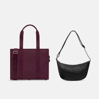 SAVE 20% — Double Bag Bundle - Burgundy Large Tote and Black Crescent Crossbody