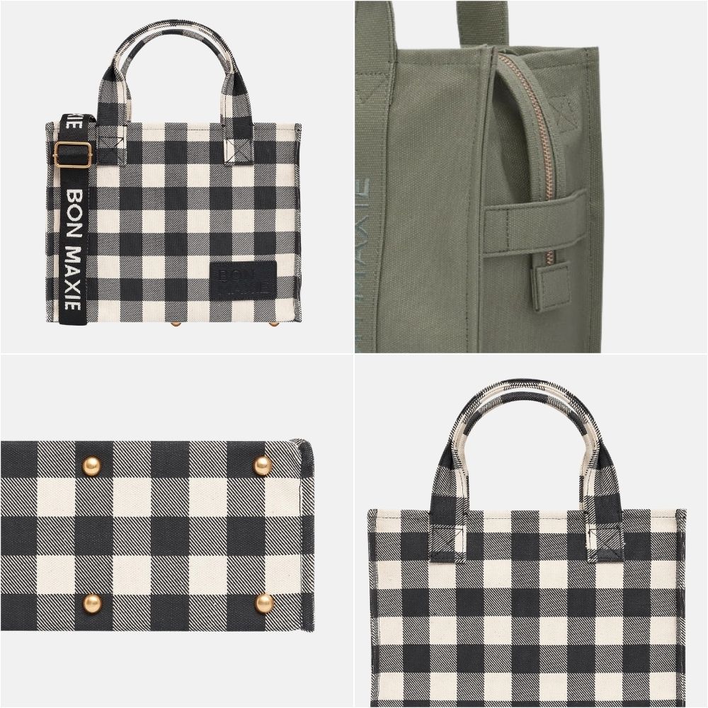 Mini Bon Vivant Structured Tote Bag - Almond Gingham Bags