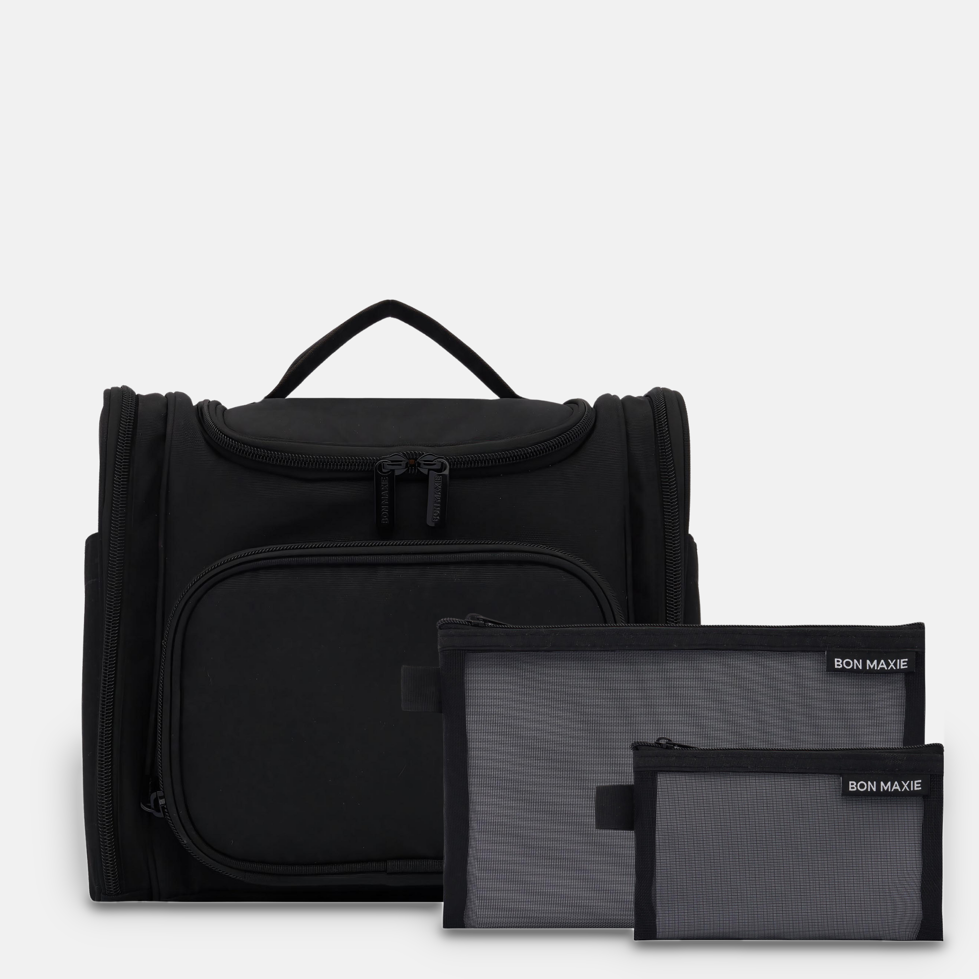 Large Hanging Travel Toiletry Bag + Detachable Pouch in Black