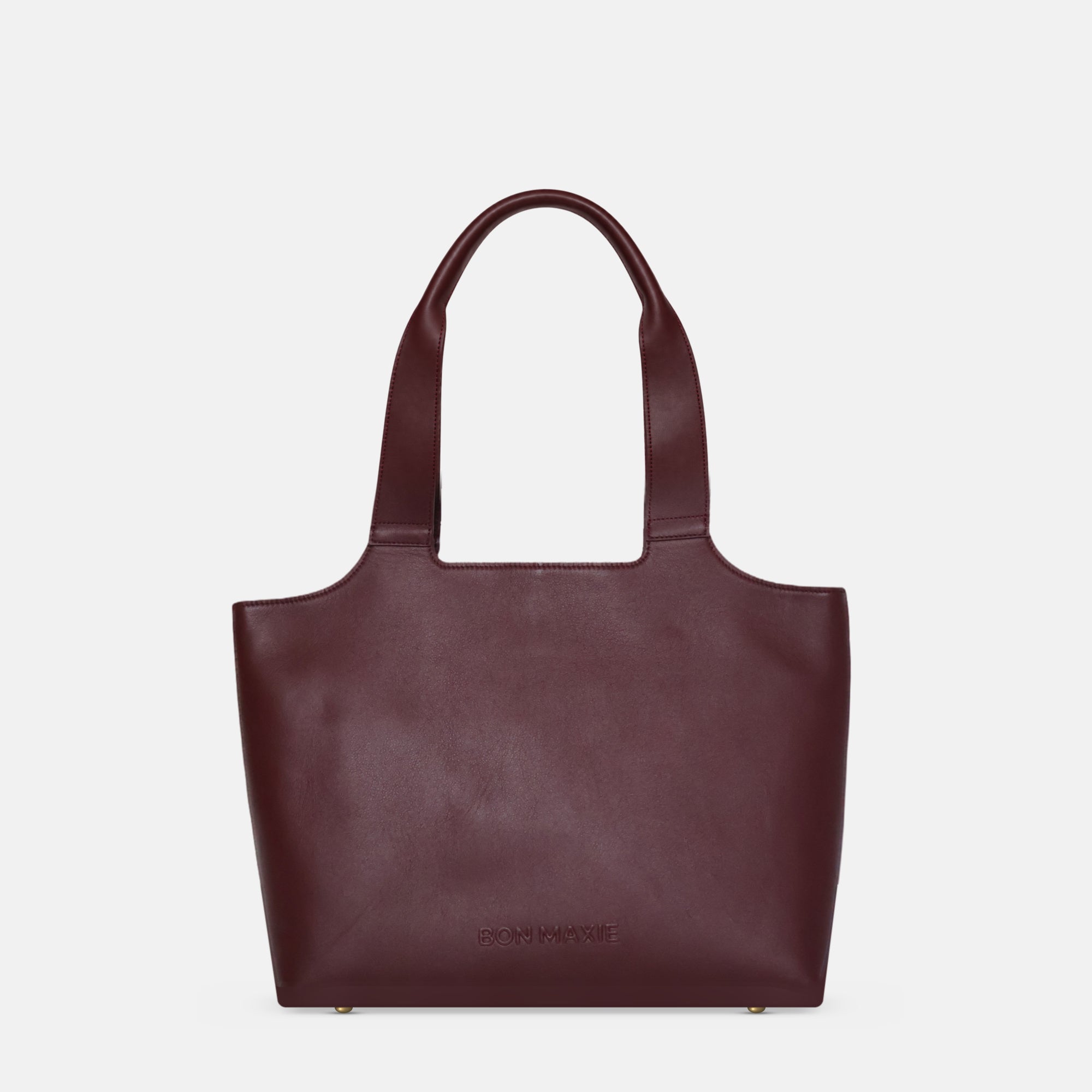Maven Leather Tote in Burgundy Nappa Leather, front view