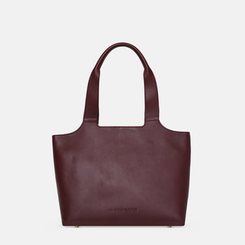 Maven Leather Tote in Burgundy Nappa Leather, front view