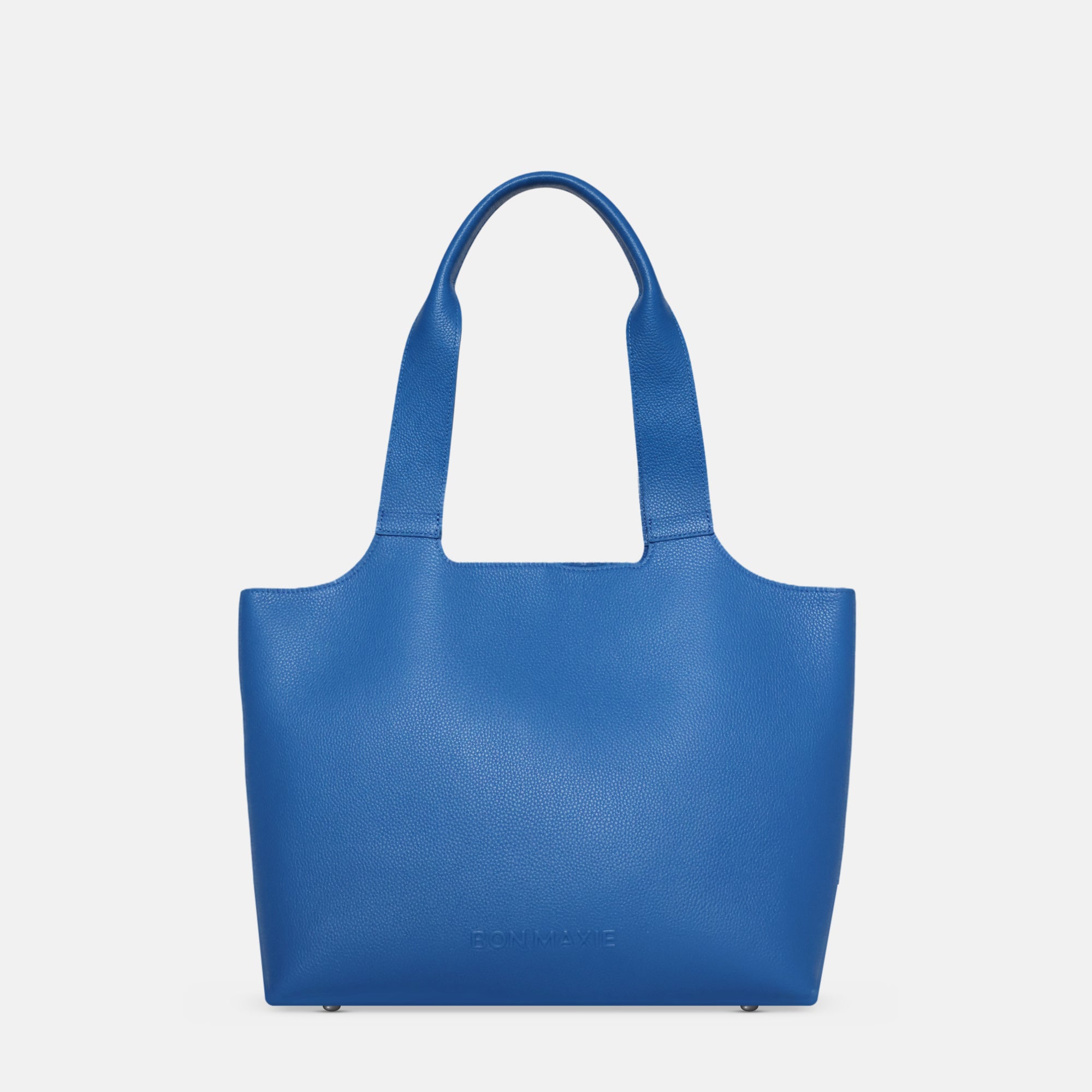 Maven Leather Tote in Cobalt Blue Pebble Leather, front view