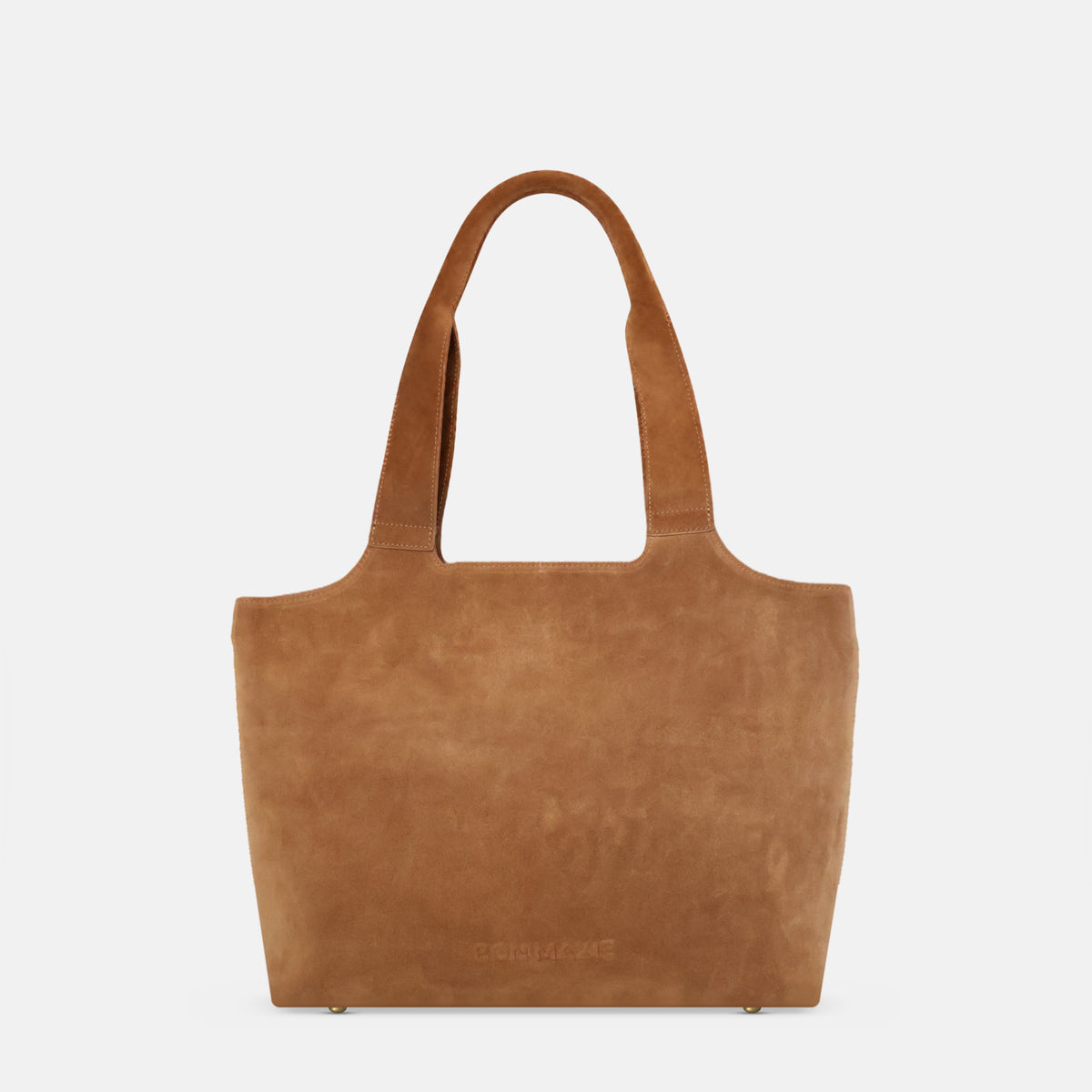 Maven Leather Tote in Tan Suede, front view