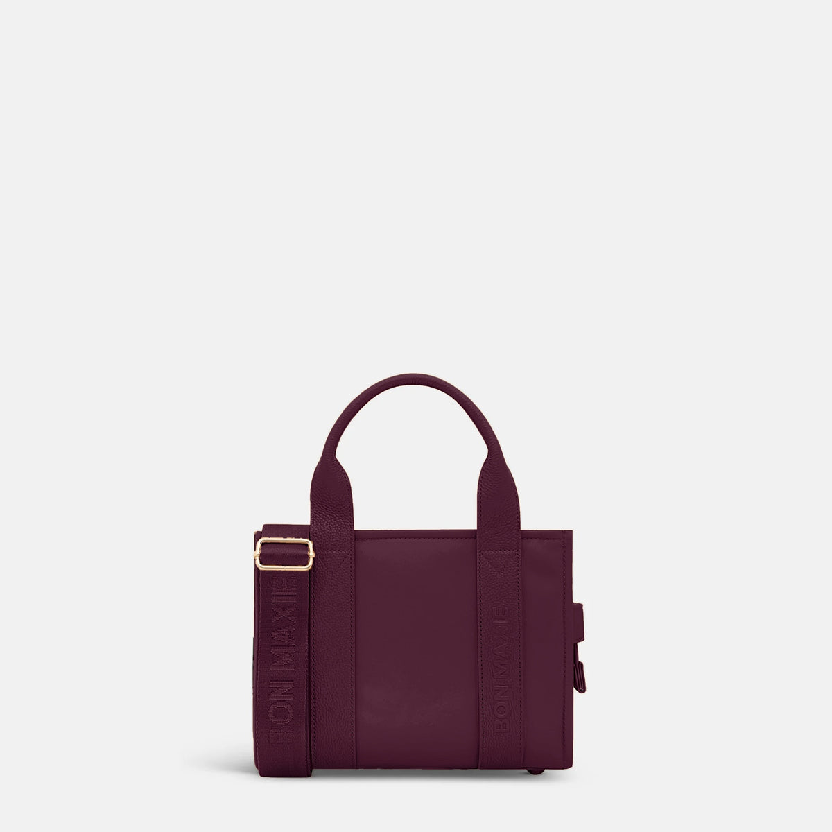 Mini Structured Tote Bag - Burgundy Leather/Nylon