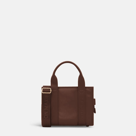 Mini Structured Tote Bag - Chocolate Leather/Nylon