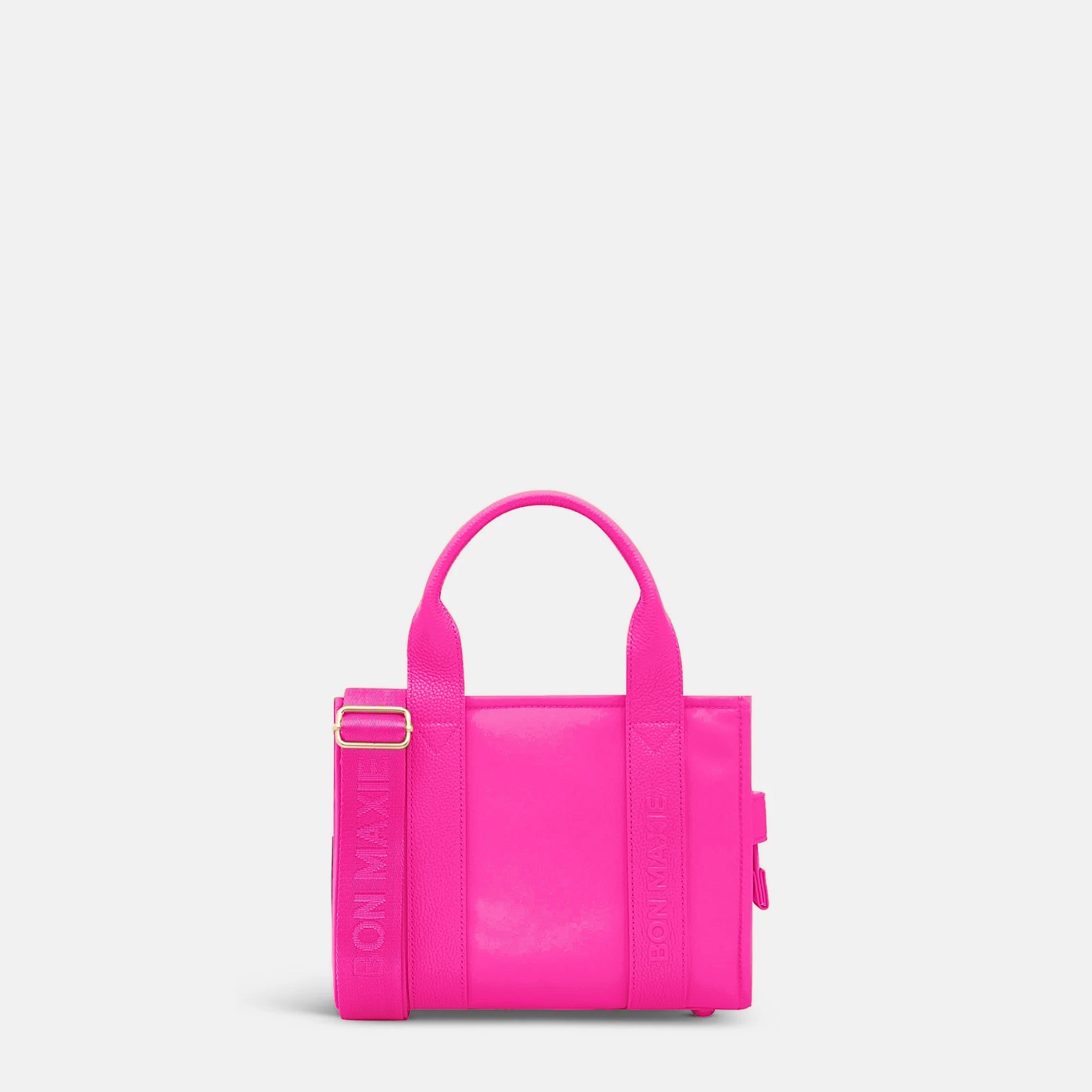 Mini Structured Tote Bag - Neon Pink Leather/Nylon