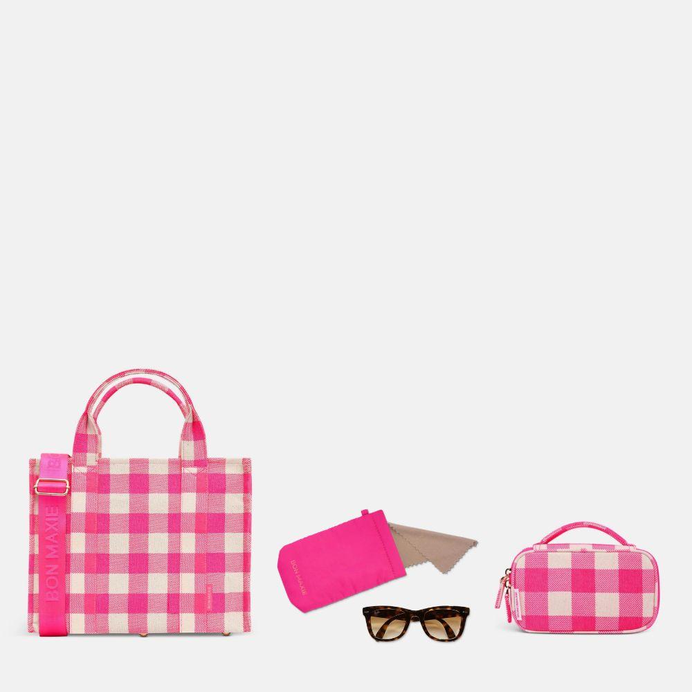 SUPER SALE Medium Structured Tote Bundle - Neon Pink Gingham