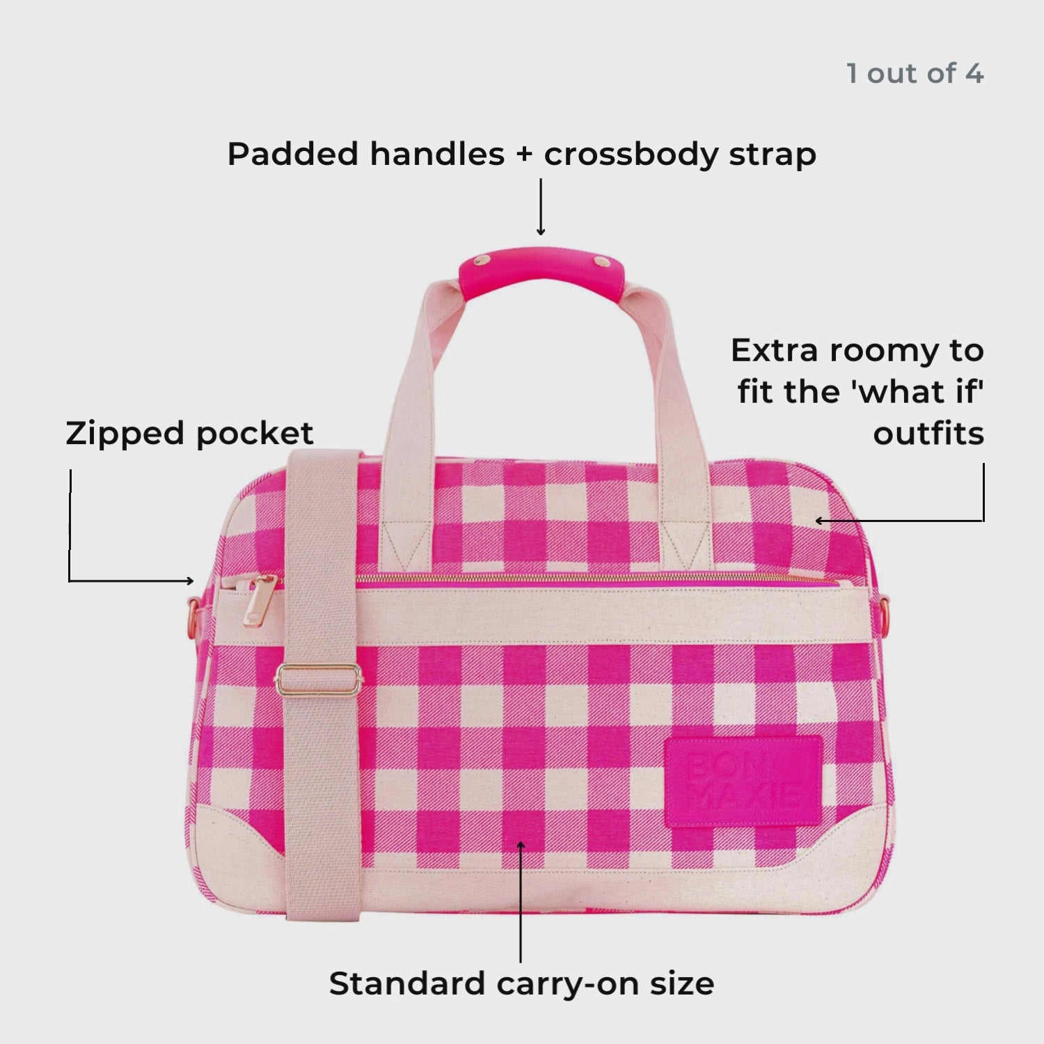 Load video: Bon Voyage Weekender Bag -- Neon Pink / Tan Floral
