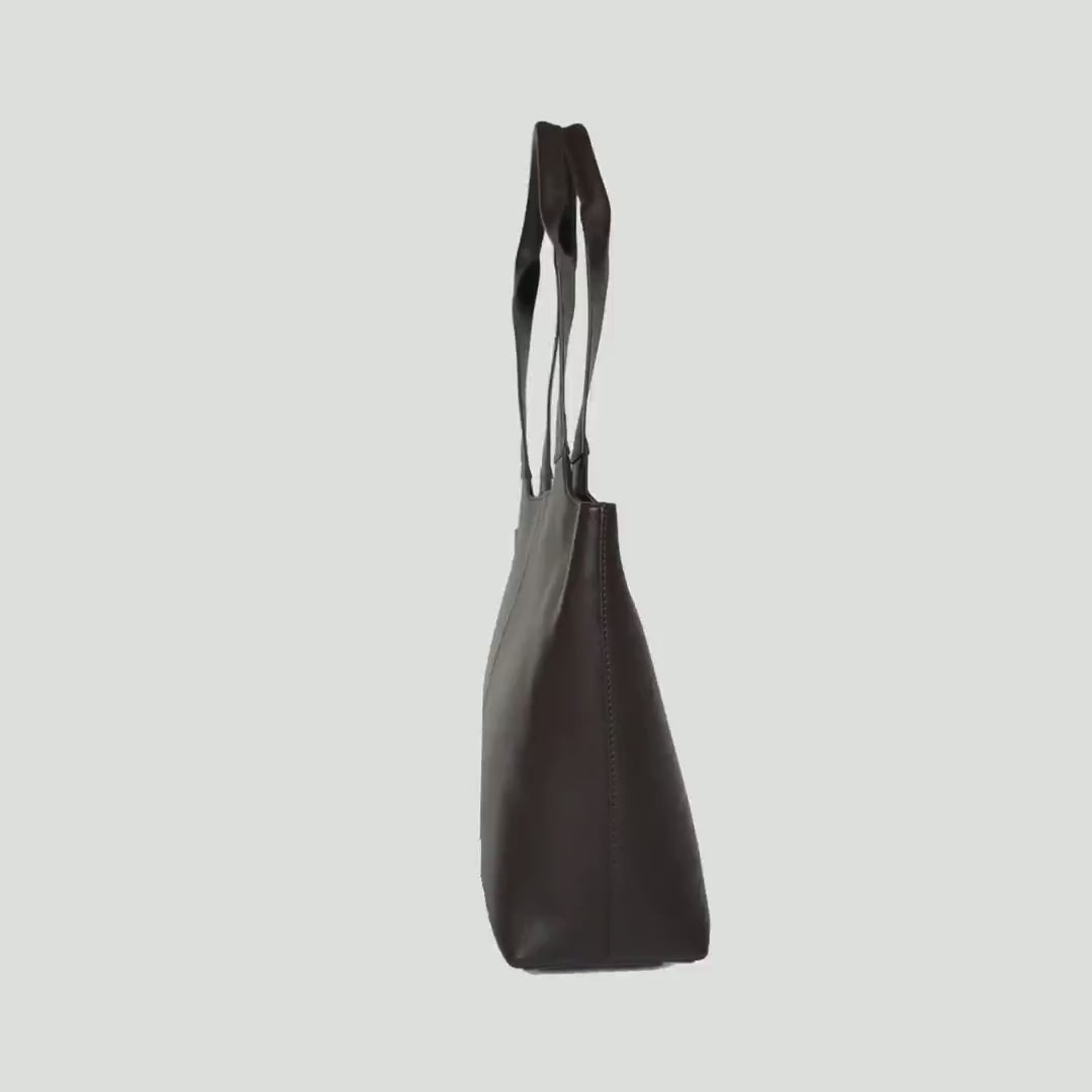 Load video: LIMITED STOCK: Maven Leather Tote Bag - Dark Chocolate Nappa