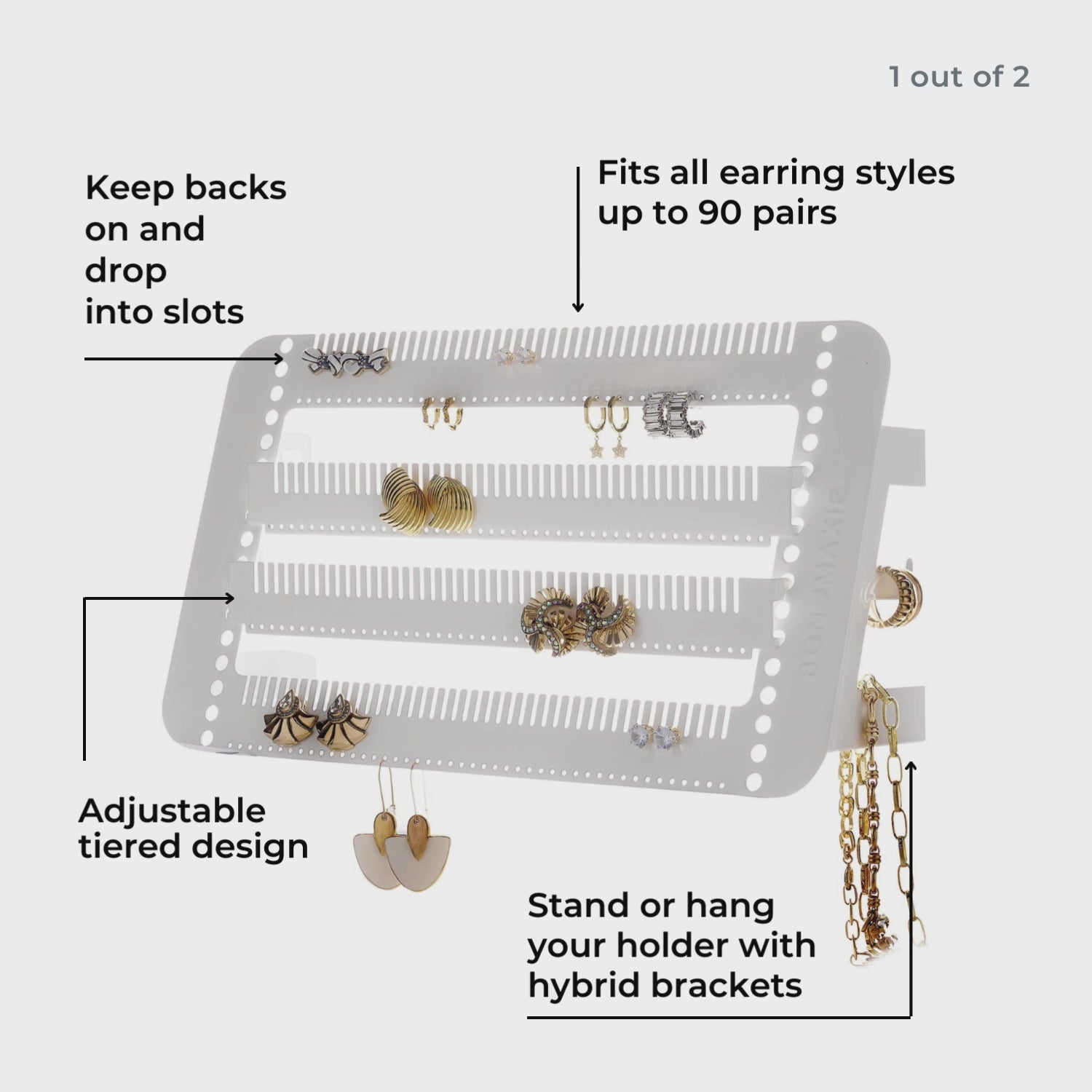 Load video: Mini Metal Easy-Drop Jewellery Stand/Hanger -- White
