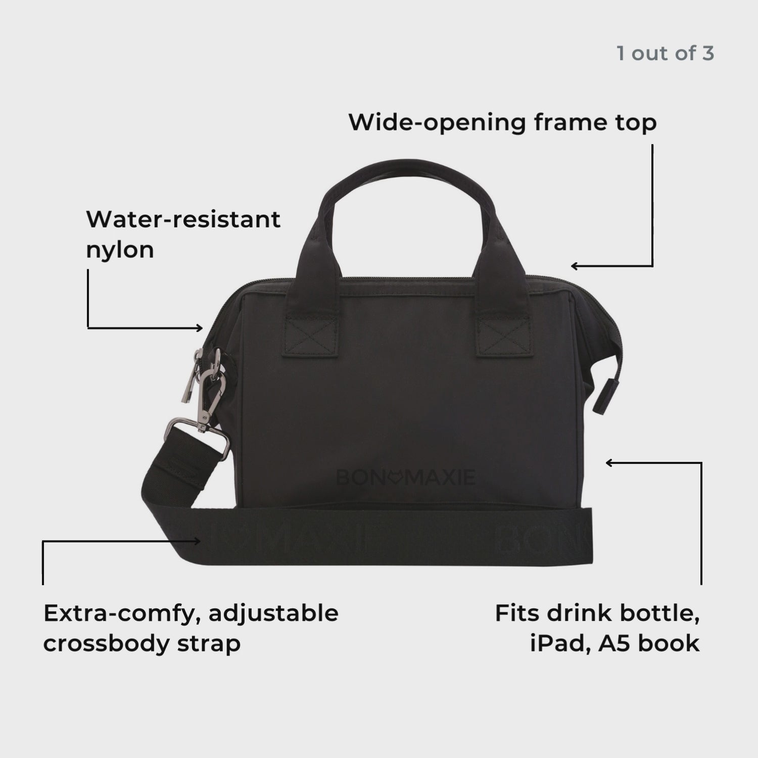 Load video: Go! Crossbody Bag -- Black