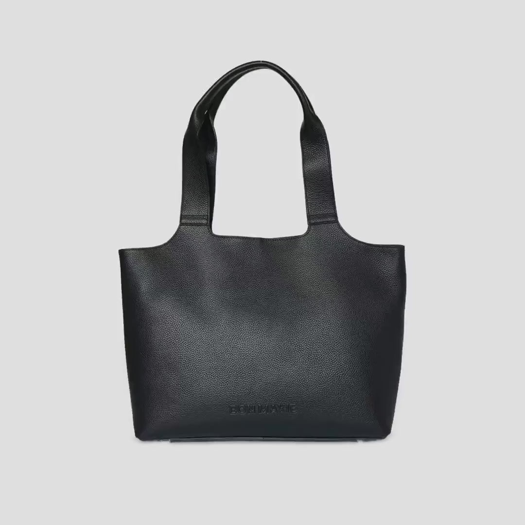 Load video: LIMITED STOCK: Maven Leather Tote Bag - Black