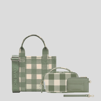 SAVE $63—Micro Tote + Handy Handle Case + Mini Wallet Bundle -- Sage Gingham