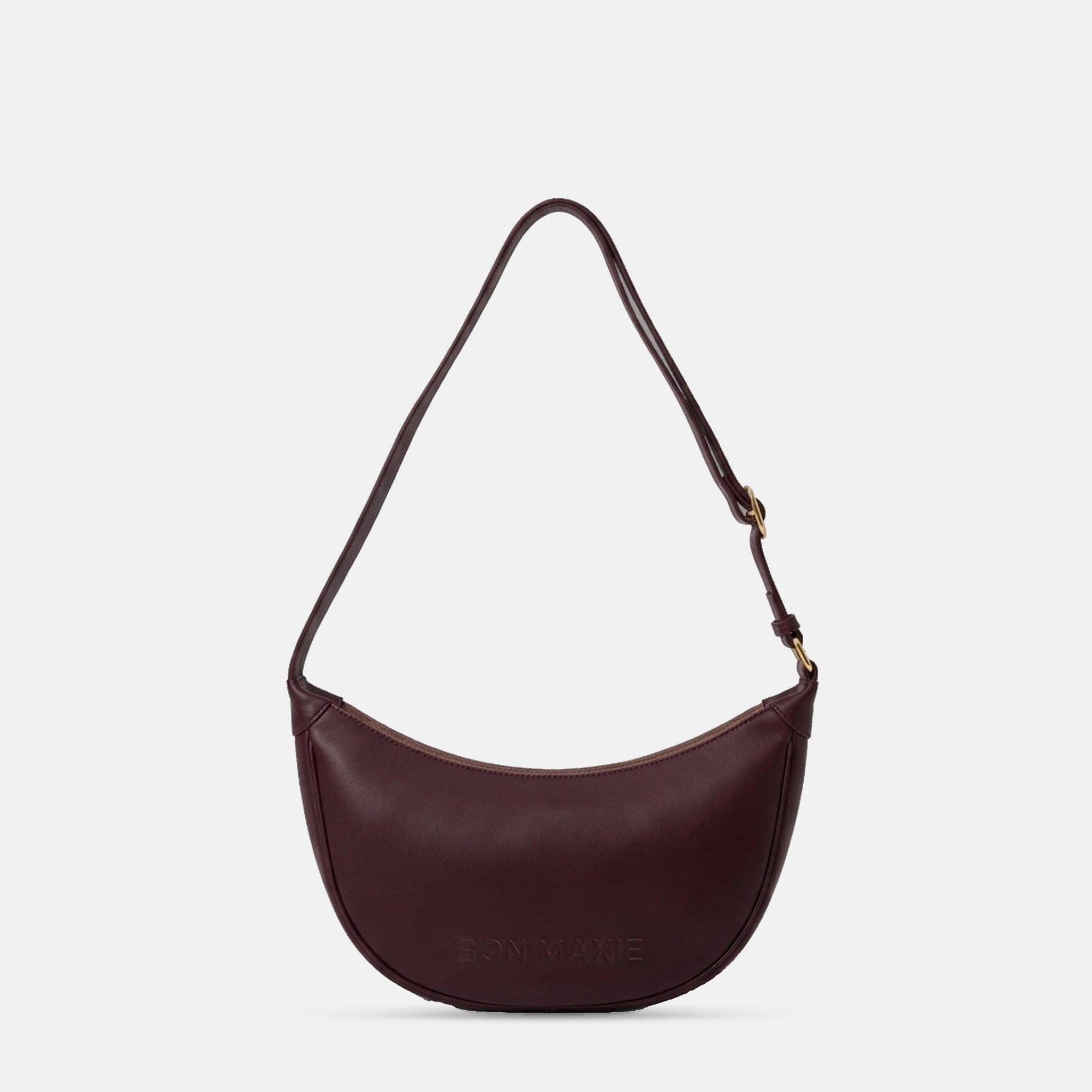 Slouchy Crescent Crossbody Bag - Nappa Leather in Burgundy