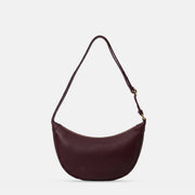 Slouchy Crescent Crossbody Bag - Nappa Leather in Burgundy