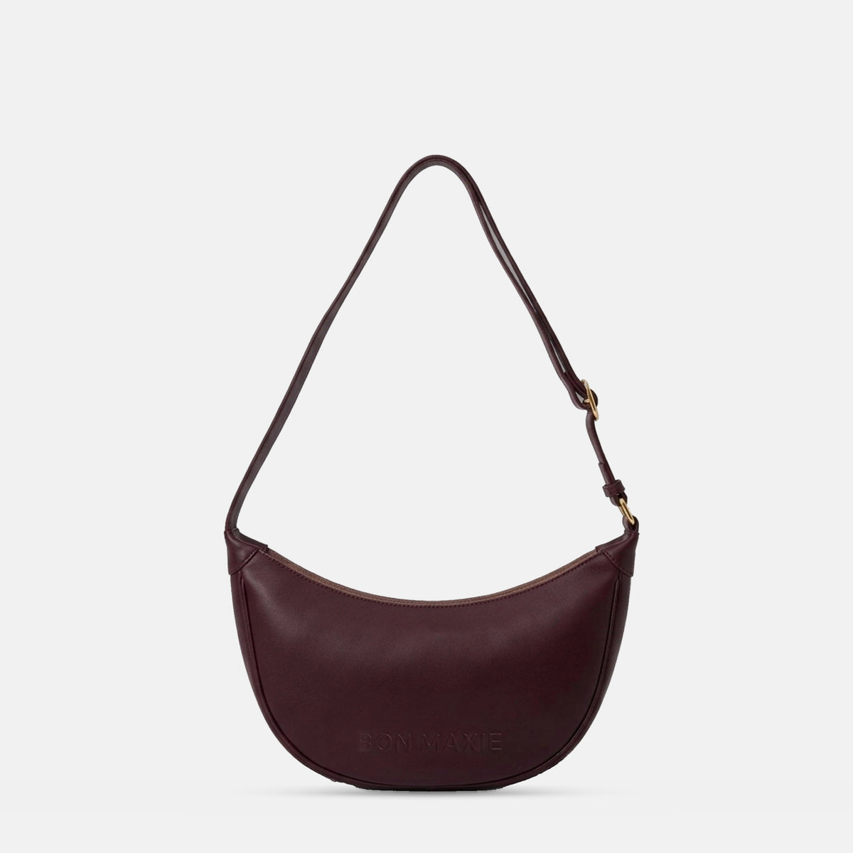 Slouchy Crescent Crossbody Bag - Nappa Leather in Burgundy
