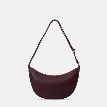 Slouchy Crescent Crossbody Bag - Nappa Leather in Burgundy