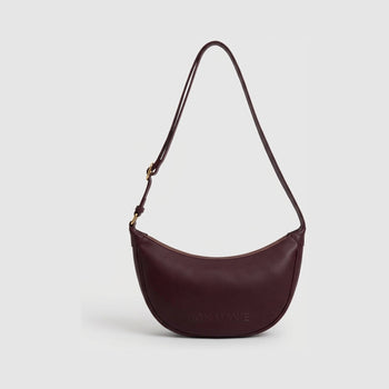 Slouchy Crescent Crossbody Bag - Nappa Leather in Burgundy