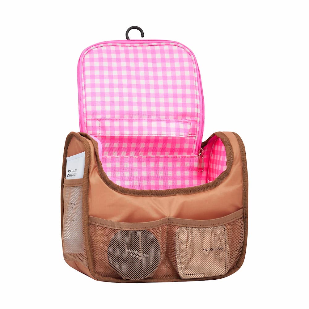 Bon Voyage Travel Toiletry Bag - Neon Pink Gingham