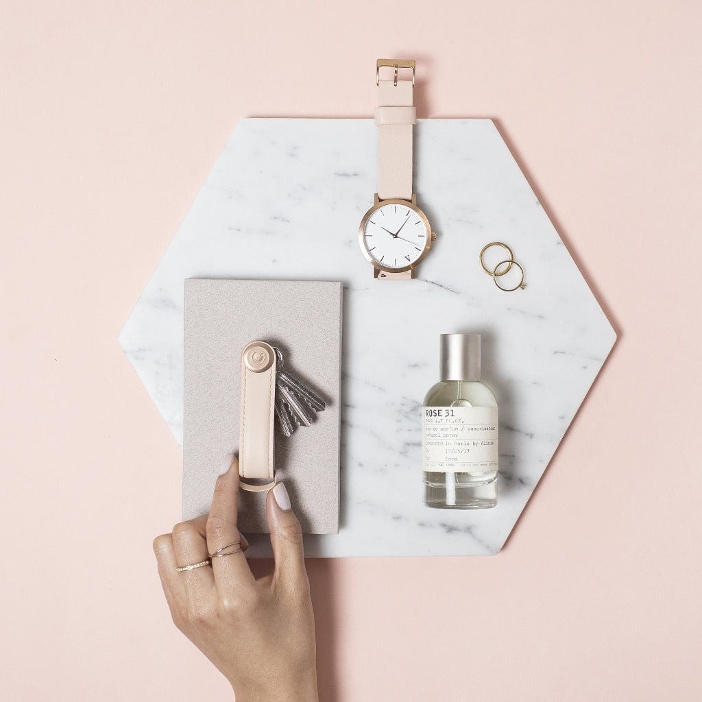 Orbitkey Leather Key Organiser - Blush Keyrings BLUSH / ROSE GOLD
