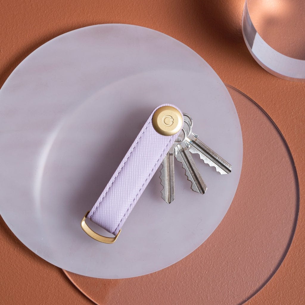 Orbitkey Leather Key Organiser - Lilac Saffiano Keyrings LILAC SAFFIANO / GOLD